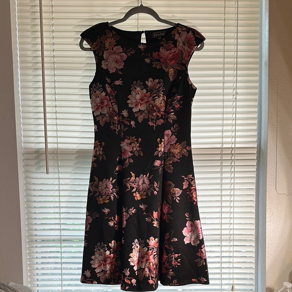 Black Floral Midi Dress